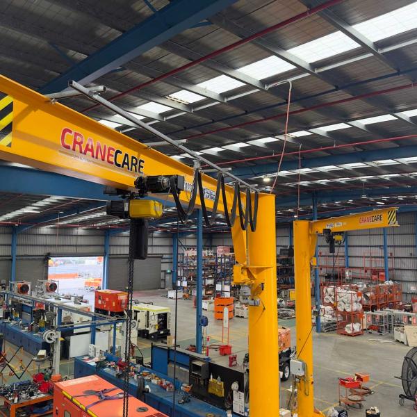 Pillar mounted jib crane installation at Coates Hire Ingleburn NSW