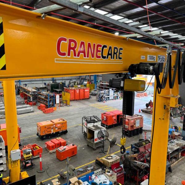 Pillar mounted jib crane installation at Coates Hire Ingleburn NSW
