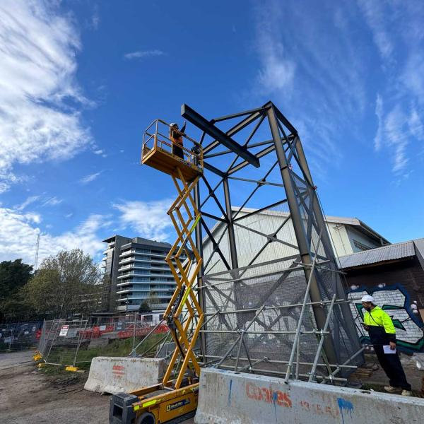 Construction site crane in Sydney